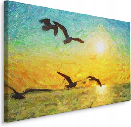 Muralo Obraz Ptaki Morze Zachód Słońca Do Salonu 40X30