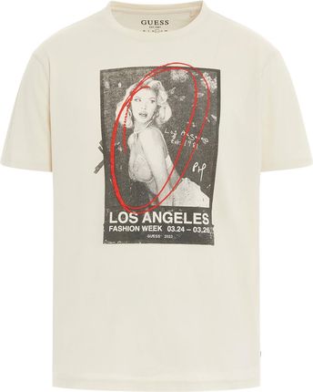 Męska Koszulka z krótkim rękawem Guess SS Bsc LA Fashion Week Tee M3Yi70Kbdl0-F0F8 – Beżowy