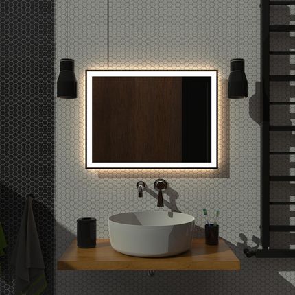Dekoracje Irys Lustro LED 80x60cm ścienne prostokątne bez ramy z podświetleniem tylnym 