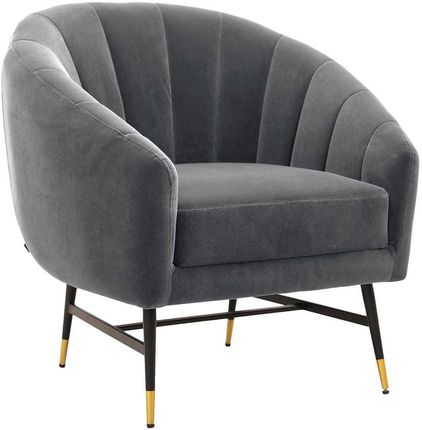 Dekoracje Irys Fotel wypoczynkowy w kolorze szarym na czarno-złotych metalowych nogach 