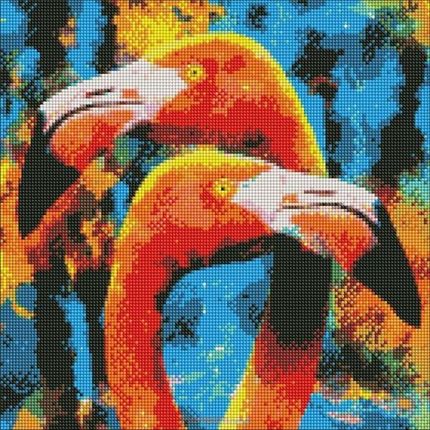Ateneum Diamentowa mozaika Pomarańczowe flamingi 40x40cm