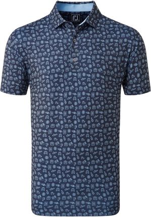 Męska koszulka golfowa Footjoy Travel Print Lisle Polo navy/blue