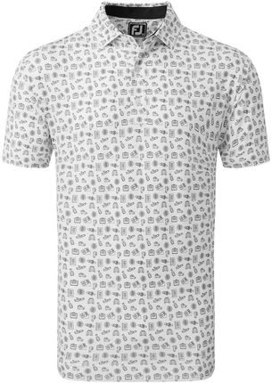 Męska koszulka do golfa Footjoy Travel Print Lisle Polo white/black