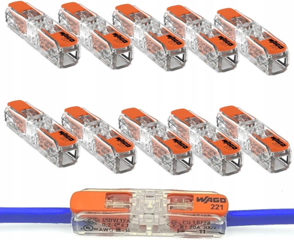Wago 221-413 10 Connettori Elettrici A Blocchi, 12 V, Con Terinale Per