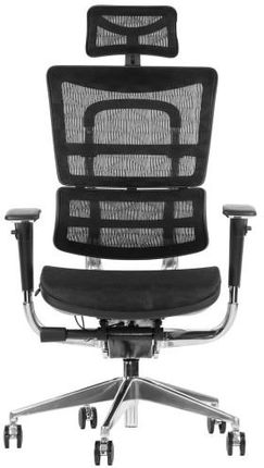 Ergonomiczne krzesło obrotowe/biurowe ErgoNew S8 - wysuw siedziska, regulowane oparcie, podłokietniki i zagłówek, siedzisko siatkowe, podstawa alumini