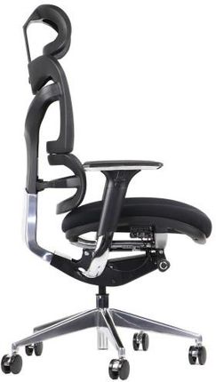 Ergonomiczne krzesło obrotowe/biurowe ErgoNew S7 - wysuw siedziska, regulowane oparcie, podłokietniki i zagłówek, siedzisko tkaninowe, podstawa alumin
