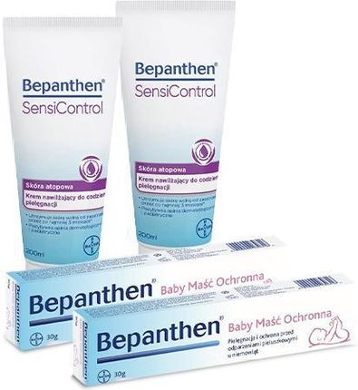 Zestaw 2x Bepanthen SensiControl Krem nawilżający do skóry atopowej, 200ml + 2x Bepanthen Baby Maść ochronna, 30g