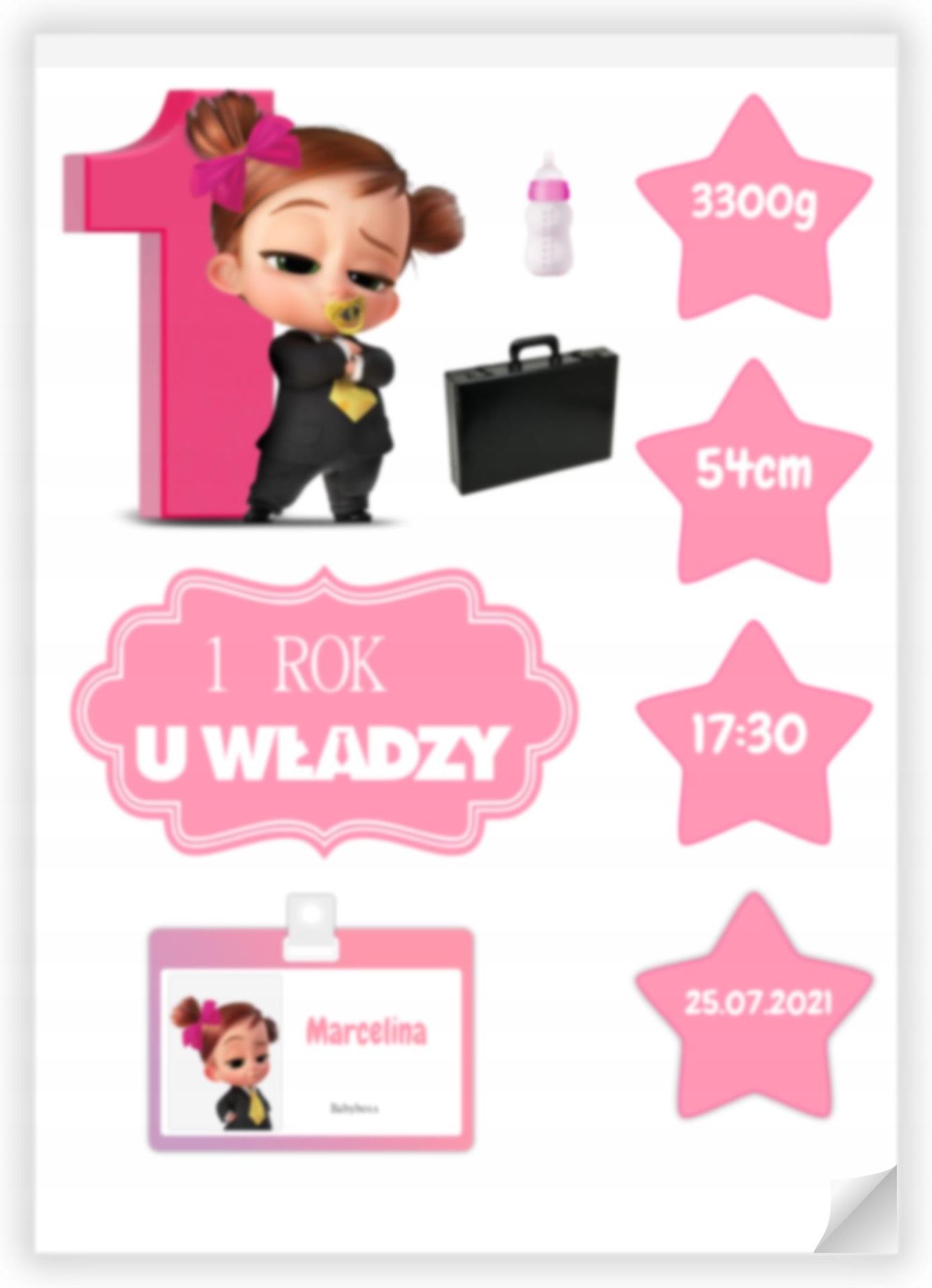 Cake Lady Wydruk cukrowy roczek Boss Baby dla Dziewczynki Ceny i