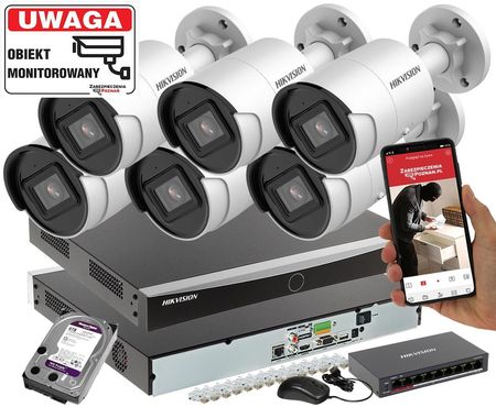 Hikvision Monitoringu 6 Kamer Ds-2Cd2083G2-I 8Mpx Analityka Filtrowanie Acusense + Switch Poe (DS7608NXIK26XDS2CD2083G2I)