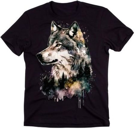 męska koszulka z wilkiem t-shirt czarny wilk15