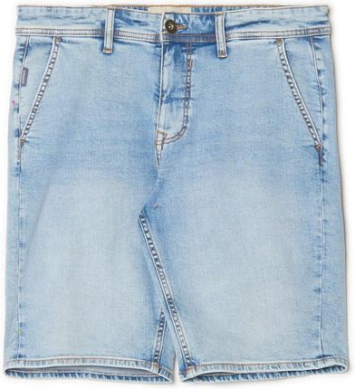 Cropp - Szorty jeansowe z efektem sprania - Niebieski