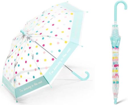 Przezroczysta parasolka dziecięca Happy Rain, miętowa w kropki