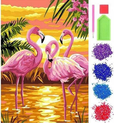 Haft Diamentowy Mozaika Diamentowa 5D Flamingi