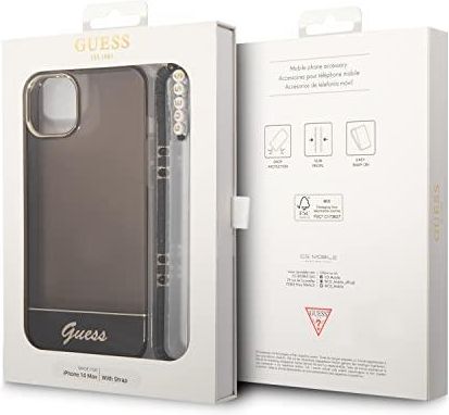 Guess Etui Do Phone 14 Pro Max 6 7" Czarne Hardcase Pół Roczysty Pasek Perłowy