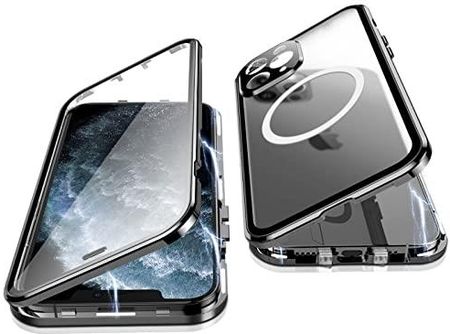 Jonwelsy Etui Na Iphone'A 11 Pro Max Dwustronna Ochrona 360 Stopni Kompatybilna Z Adsorpcją Magnetyczną Magsafe Metalowy Zderzak Przód Szkło Hart