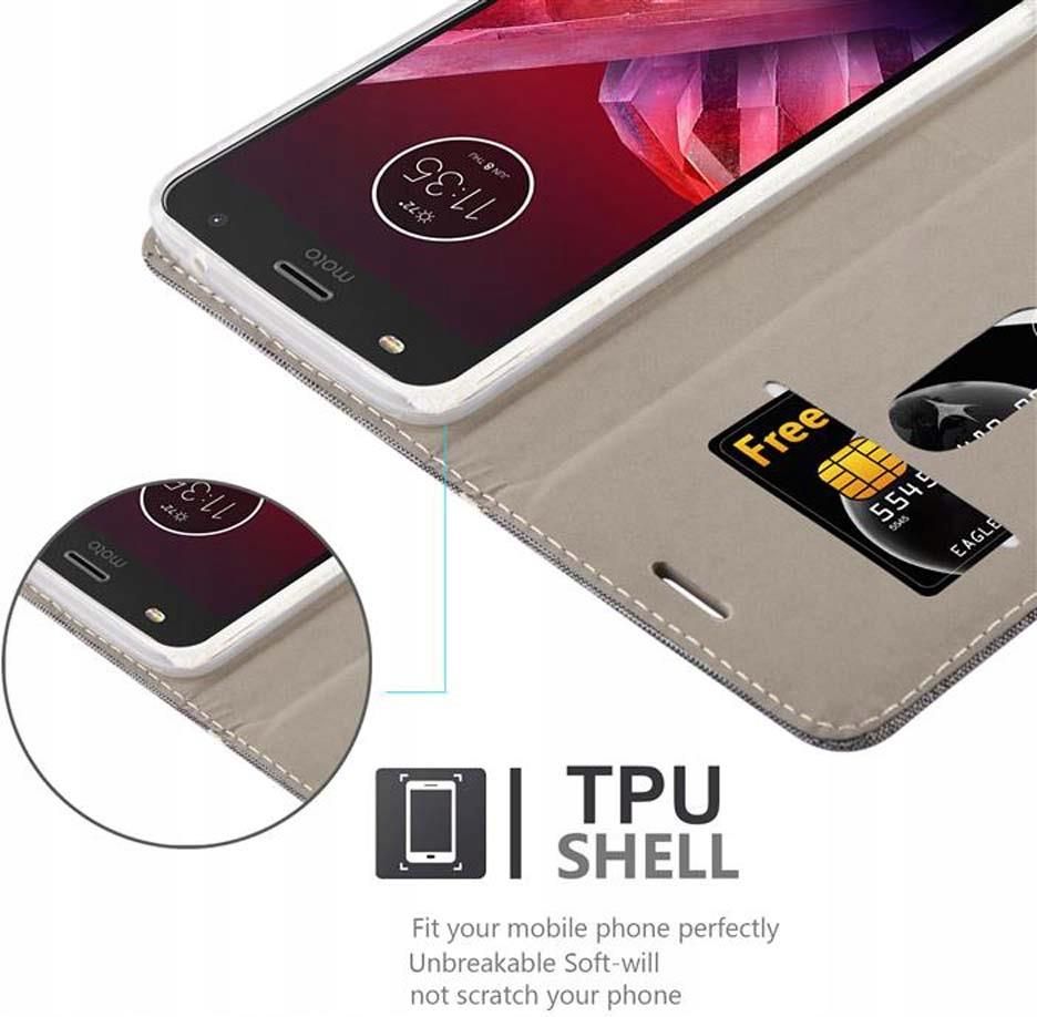 Cadorabo Custodia Libro Portafoglio Per Motorola Moto Z2 Play – Argento Classy Con Slot Carte, Funzione Stand E Chiusura Magnetica - 2