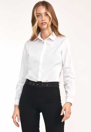 Taliowana biała koszula - K61 (kolor biały, rozmiar 38)