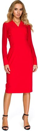 S136 Sukienka ołówkowa - czerwona (kolor czerwony, rozmiar XL)