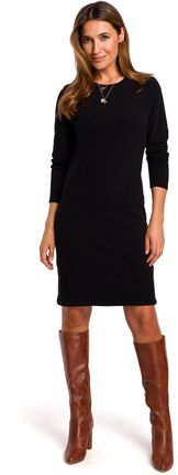 S178 Sukienka swetrowa z długimi rękawami - czarna (kolor czarny, rozmiar XL)