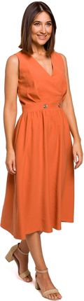 S224 Sukienka bez rękawów z rozkloszowanym dołem - pomarańczowa (kolor pomarańcz, rozmiar S)