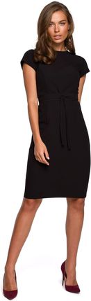 S239 Sukienka ołówkowa z przeszyciami - czarna (kolor czarny, rozmiar XXL)