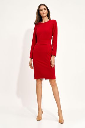 Czerwona ołówkowa sukienka  - S206 (kolor czerwony, rozmiar 36)