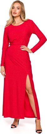 M719 Suknia z długimi rękawami - czerwona (kolor czerwony, rozmiar XXL)