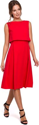 K005 Rozkloszowana sukienka ze skrzydełkami niami - czerwona (kolor czerwony, rozmiar XL)