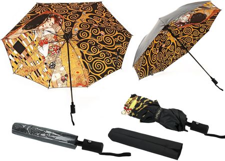 Parasol automatyczny, składany - G. Klimt, Pocałunek i Drzewo życia (dekoracja pod spodem) (CARMANI)