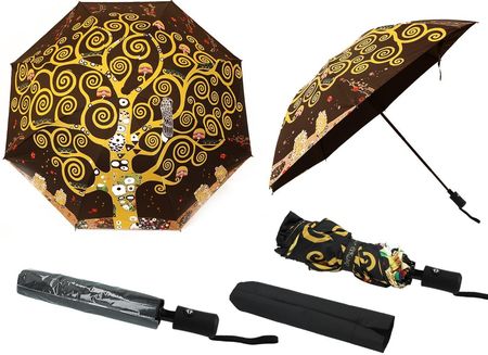 Parasol automatyczny, składany - G. Klimt, Drzewo życia (dekoracja na wierzchu) (CARMANI)