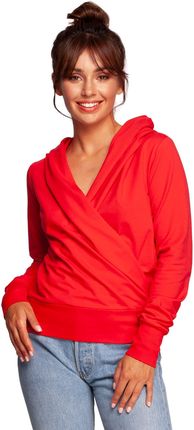 B246 Bluza na zakładkę z kapturem - czerwona (kolor czerwony, rozmiar S)