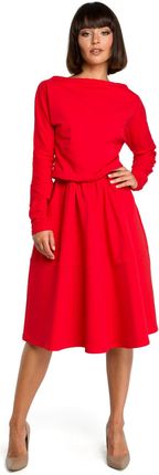 B087 Sukienka rozkloszowana - czerwona (kolor czerwony, rozmiar L)