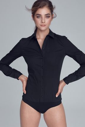 Elegancka czarna koszula body - K54 (kolor czarny, rozmiar 44)