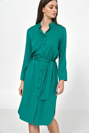 Zielona wiskozowa sukienka midi  - S217 (kolor zielony, rozmiar 40)