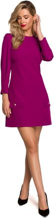 K148 Sukienka trapezowa - rubin (kolor rubinowy, rozmiar M)