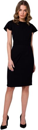 S336 Sukienka ołówkowa z paskiem - czarna (kolor czarny, rozmiar L)