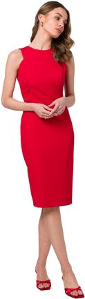 S342 Sukienka ołówkowa bez rękawów - czerwona (kolor czerwony, rozmiar S)