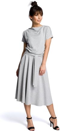 B067 Sukienka z rozkloszowanym dołem szara (kolor szary, rozmiar XL)