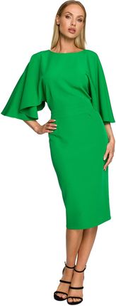 M700 Sukienka ołówkowa z szerokimi rękawami - soczysta zieleń (kolor zielony, rozmiar M)