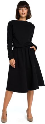B087 Sukienka rozkloszowana - czarna (kolor czarny, rozmiar L)
