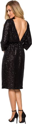M716 Sukienka z głębokim dekoltem na plecach - czarna (kolor czarny, rozmiar M)