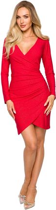 M722 Suknia mini z drapowaniem - czerwona (kolor czerwony, rozmiar M)