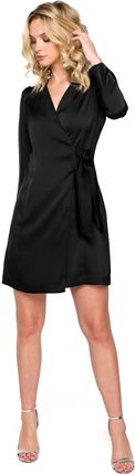 K156 Sukienka kopertowa - czarna (kolor czarny, rozmiar XL)