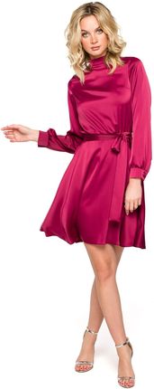 K157 Sukienka rozkloszowana - bordowa (kolor Bordowy, rozmiar XXL)