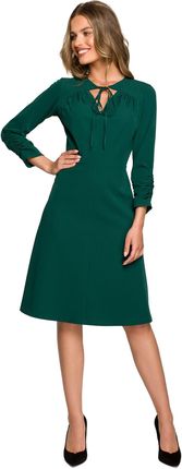 S325 Sukienka z wiązaniem w dekolcie - zielona (kolor zielony, rozmiar XL)