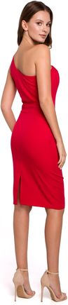 K003 Sukienka na jedno ramię - czerwona (kolor czerwony, rozmiar XL)