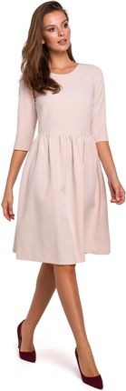K010 Sukienka rozkloszowana - beżowa (kolor beżowy, rozmiar XL)