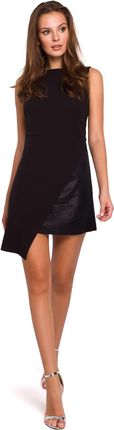 K014 Krótka sukienka dwuwarstwowa - czarna (kolor czarny, rozmiar XXL)