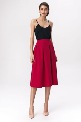 Rozkloszowana czerwona spódnica midi  - SP50 (kolor czerwony, rozmiar 42)