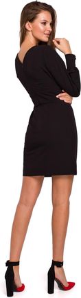 K027 Sukienka z bufiastymi rękawami - czarna (kolor czarny, rozmiar S)